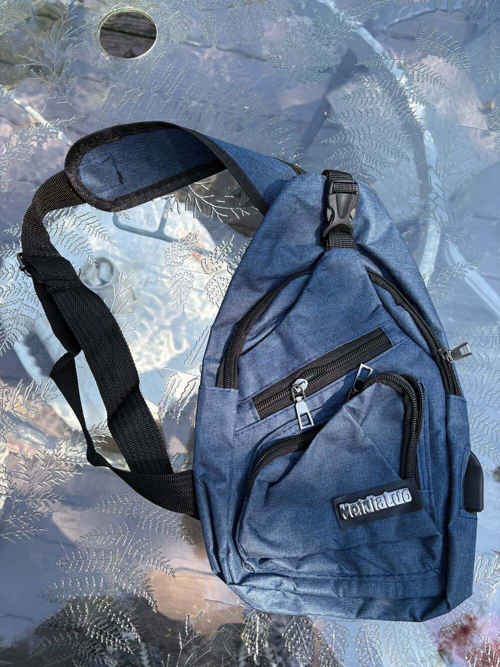 MeiJieLuo Navy Blue USB Charging Sling Shoulder Crossbody Backpack Chest Bag